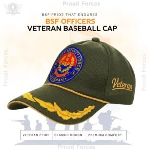 BSF Officers’ Veteran Baseball Cap (Olive Green Color) - Premium Quality