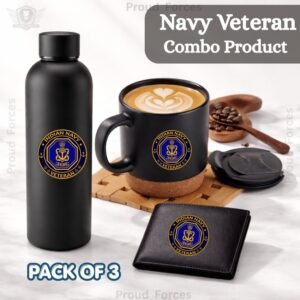 Indian Navy Veteran Premium Combo Pack of 3 – Bottle, Coffee Mug & Leather Wallet