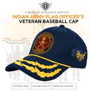 Premium Quality Indian Army Flag Officers’ Veteran Baseball Cap (Blue Color)
