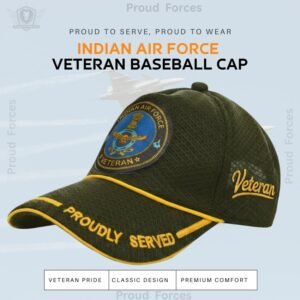 Indian Air Force Proudly Veteran Baseball Cap (Olive Green Color) - Premium Quality