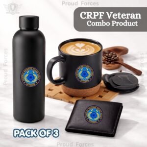 CRPF Veteran Premium Combo Pack of 3 – Bottle, Coffee Mug & Leather Wallet