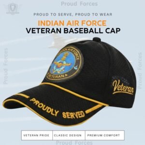 Indian Airforce Proudly Baseball Cap for Veterans(Black Color)- Premium Quality