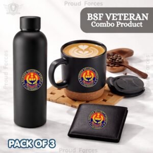 BSF Veteran Premium Combo Pack of 3 – Bottle, Coffee Mug & Leather Wallet