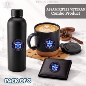 Assam Rifles Veteran Premium Combo Pack of 3 – Bottle, Coffee Mug & Leather Wallet