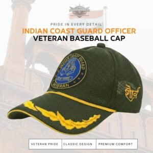 Premium Quality Indian Coast Guard (ICG) Officer Veteran Baseball Cap (Olive Green Color)