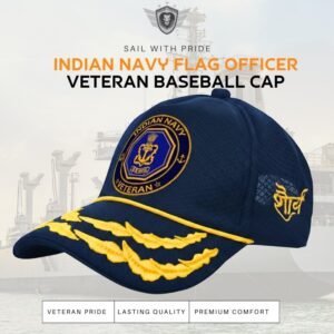 Premium Quality Indian Navy Flag Officers’ Veteran Baseball Cap (Blue Color)