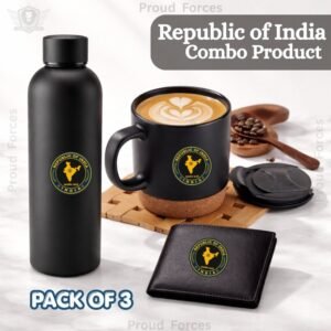 Republic of india Premium Combo Pack of 3 – Bottle, Coffee Mug & Leather Wallet