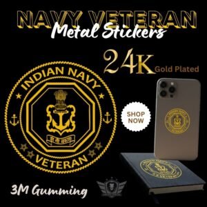 Navy Veteran 24K Gold Plated Metal Sticker (Premium Quality) – Pack of 4.