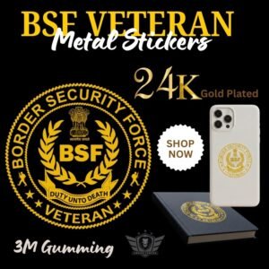 BSF Veteran 24K Gold Plated Metal Sticker (Premium Quality) – Pack of 4