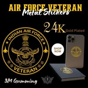 Air Force Veteran 24K Gold Plated Metal Sticker (Premium Quality) – Pack of 4.