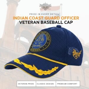 Premium Quality Indian Coast Guard (ICG) Officer Veteran Baseball Cap (Blue Color)