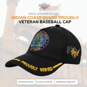 Premium Quality Indian coast guard Proudly Veteran Baseball Cap (Black Color)