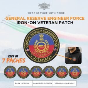 Premium Quality General Reserve Engineer Force Veteran Iron-On Woven & Embroidered Patches for Apparel (Pack of 7)