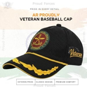Assam Rifles (AR) Officers’ Veteran Baseball Cap (Black Color)- Premium Quality