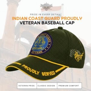 Premium Quality Indian Coast Guard (ICG) Proudly Veteran Baseball Cap (Olive Green Color)