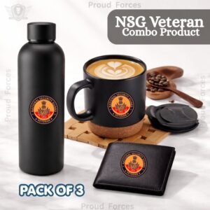 NSG Veteran Premium Combo Pack of 3 – Bottle, Coffee Mug & Leather Wallet
