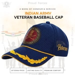 Indian Army Officers' Veteran Baseball Cap (Blue Color) - Premium Quality