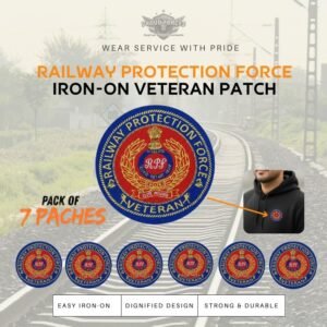 Premium Quality Railway Protection Force Veteran Iron-On Woven & Embroidered Patches for Apparel (Pack of 7)
