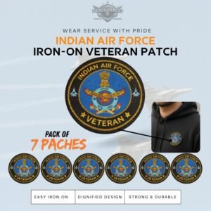 Premium Quality Indian Air Force Veteran Iron-On Woven & Embroidered Patches for Apparel