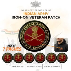 Premium Quality Indian Army Veteran Iron-On Woven & Embroidered Patches for Apparel