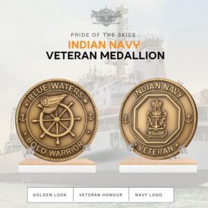 Indian Navy Medallion (2.5 inch,Golden)