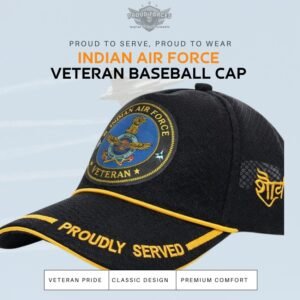 Premium Quality Indian Airforce Proudly Baseball Cap for Veterans(Black Color)