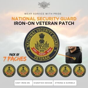 Premium Quality National Security Guard Veteran Iron-On Woven & Embroidered Patches for Apparel (Pack of 7)