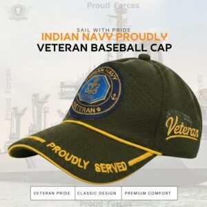 Navy Proudly Veteran Baseball Cap (Olive Green Color) - Premium Quality