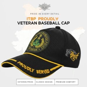 Premium Quality ITBP Proudly Veteran Baseball Cap (Black Color)