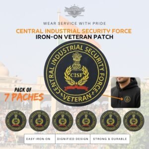 Premium Quality Central Industrial Security Force Veteran Iron-On Woven & Embroidered Patches for Apparel (Pack of 7)