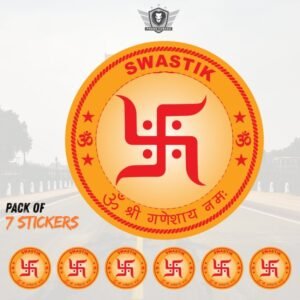 SWASTIK Round Car Windshield Front Gumming Vinyl Stickers (Inside Pasting) – Pack of 7